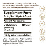 Solgar, REDUCED L-GLUTATHIONE 250 MG VEGETABLE CAPS (30,60) | Maple Herbs